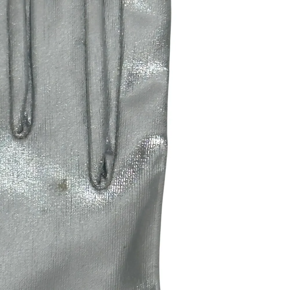 Vintage 1960s Silver Wrist Driving Gloves 7/8 Medium Narrow